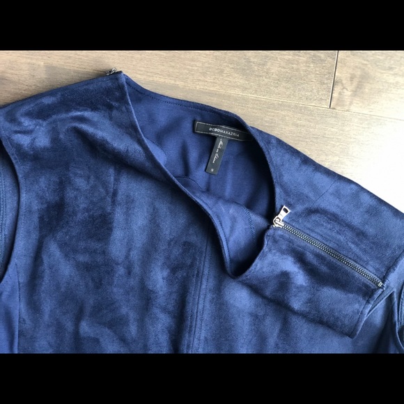Bcbg maxazria dark navy faux suede shift casual dress size small - Picture 4 of 4